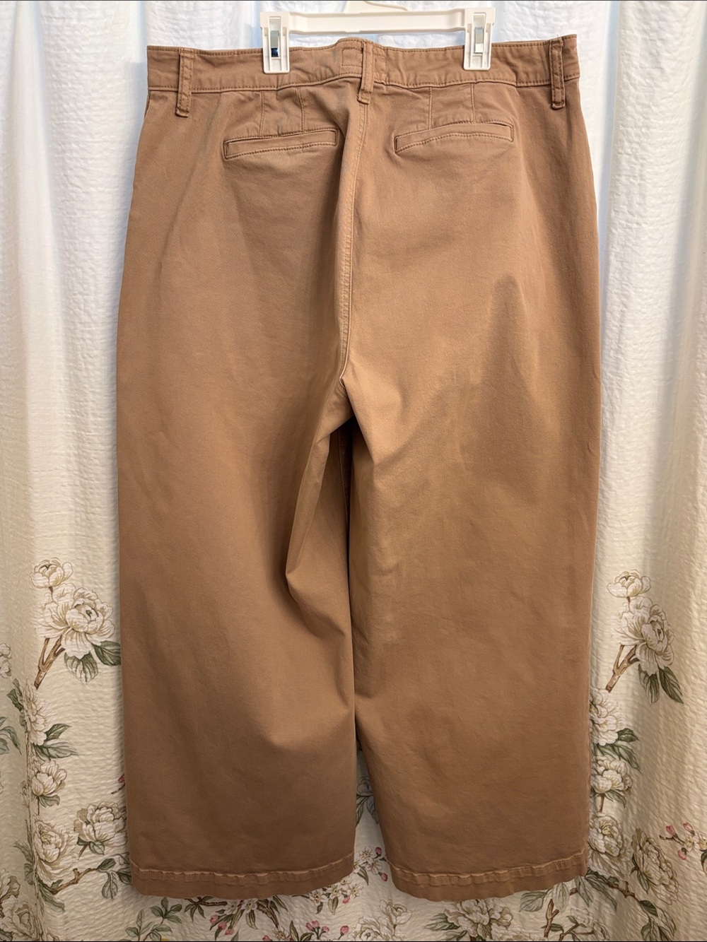 Women's Wide-Leg Cotton Chino Pants - Tan - Picture 2 of 3